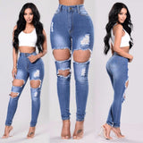 jeans woman high-waisted
 torn
 form-fitting appealing
 jean
 pans pp cotton
 stretch Narrow foot boyfriend jeans for young women